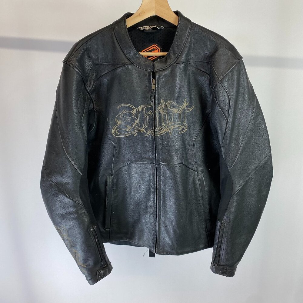 Shift Racing Leather Cruiser Motorcycle Jacket Black - Size Large